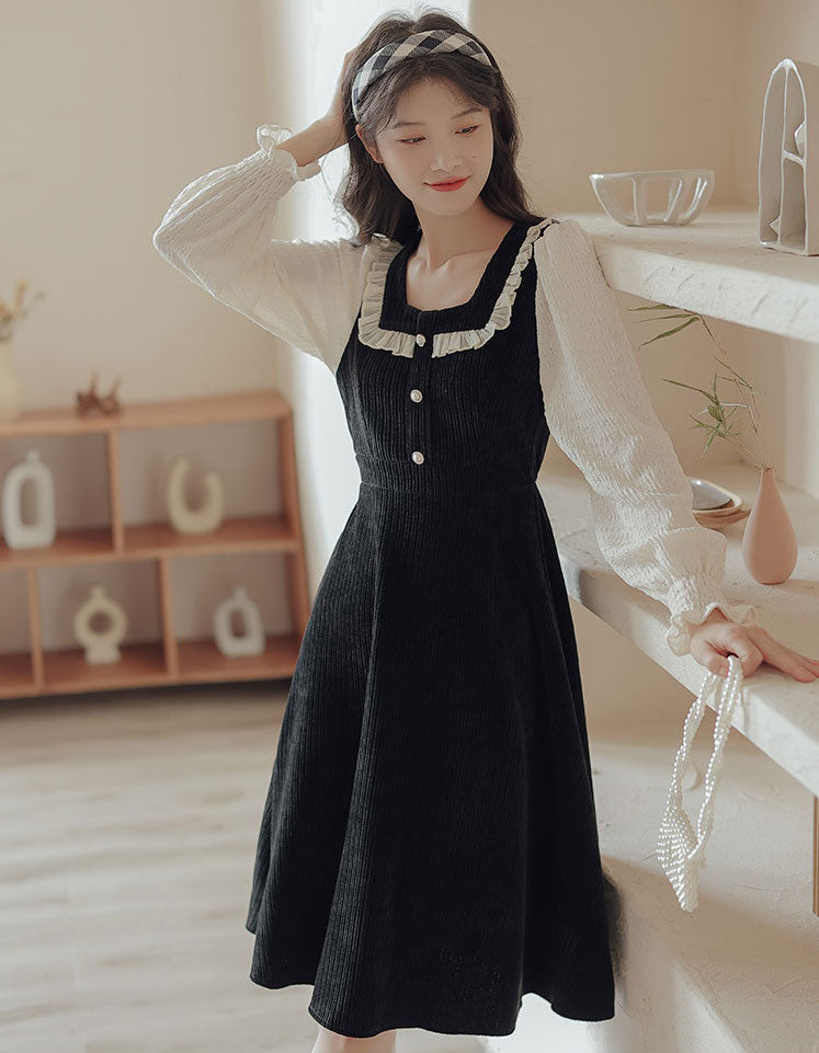 Square Neck Sweater Dress (2 Colors)