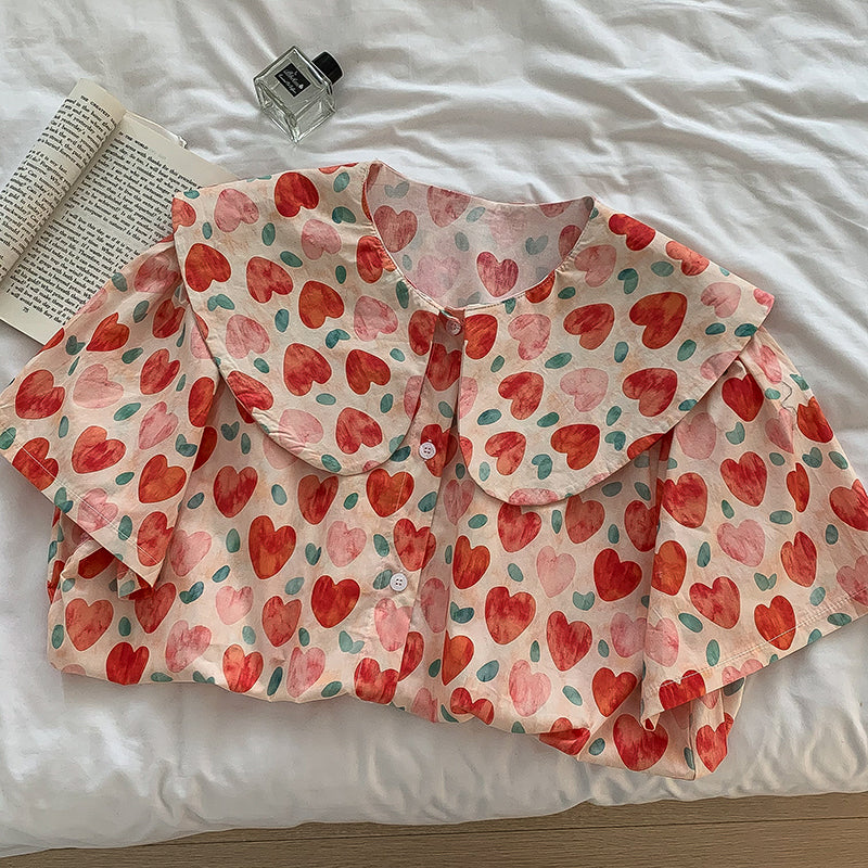 Painted Hearts Printed Blouse (2 Colors)