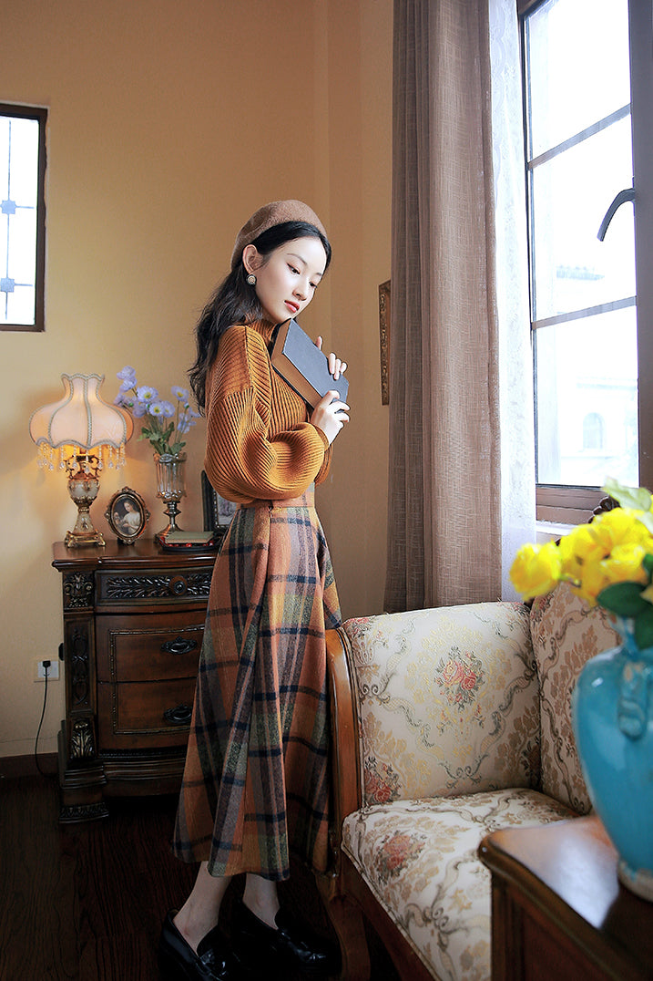 Pumpkin Spice Sweater & Skirt Set (Orange)