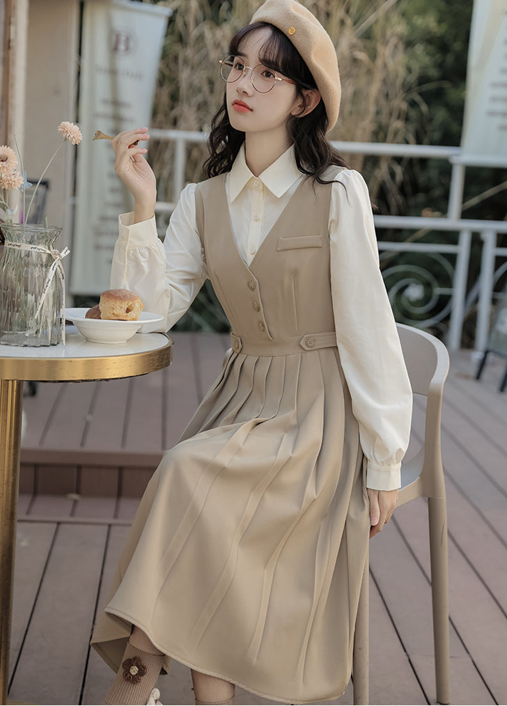Journalist Midi Pinafore Set (2 Colors)