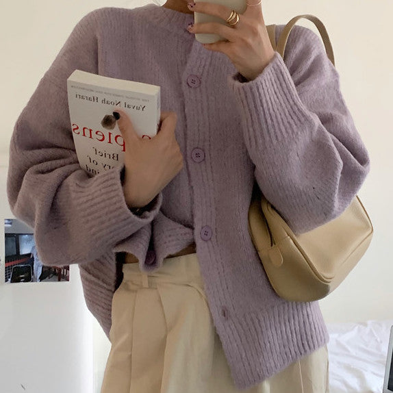 Pastel Round Neck Cardigan (4 Colors)