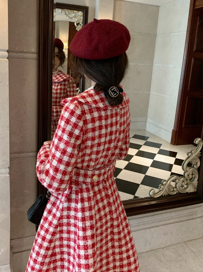 Candy Cane Gingham Dress Coat (Red/White)