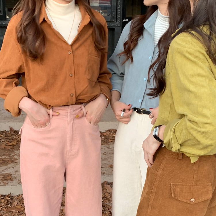Corduroy Button Up Shirt (6 Colors)