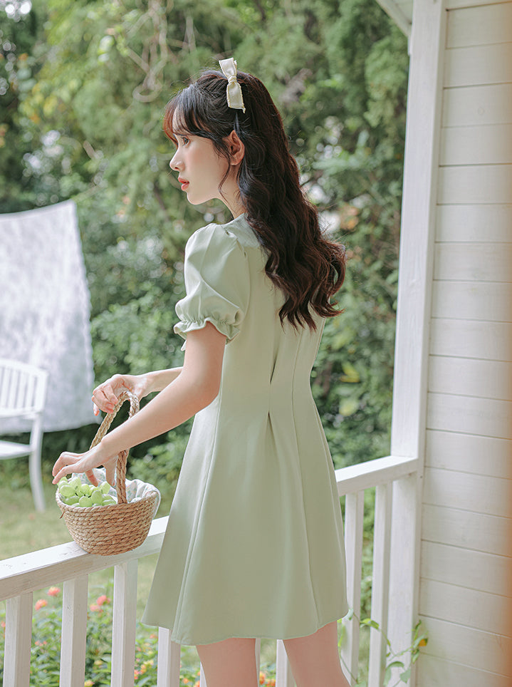 Sweet Sailor Button Mini Dress (Green)