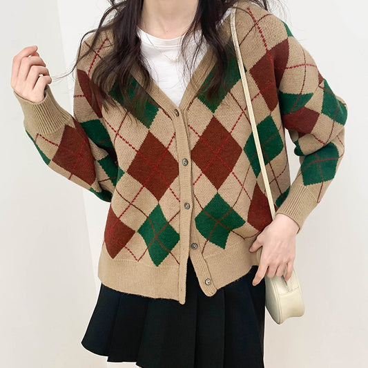 Forest Diamond Plaid Cardigan (2 Colors)