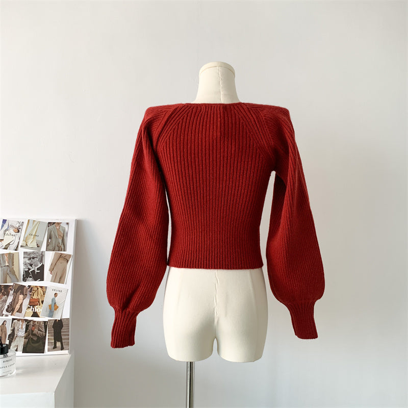 Ribbed Puff Sleeve Cropped Sweater (4 Colors)