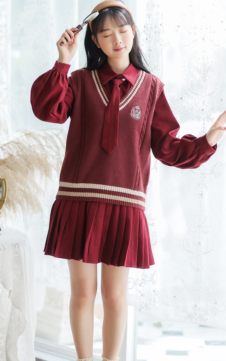 Prep School Vest & Dress Set (3 Colors)