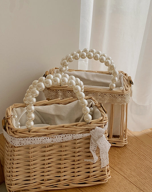 Boxy Straw & Pearl Bag (2 Styles)