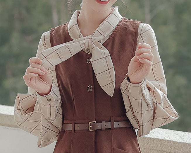 Button Up Suede Pinafore Dress (4 Colors)