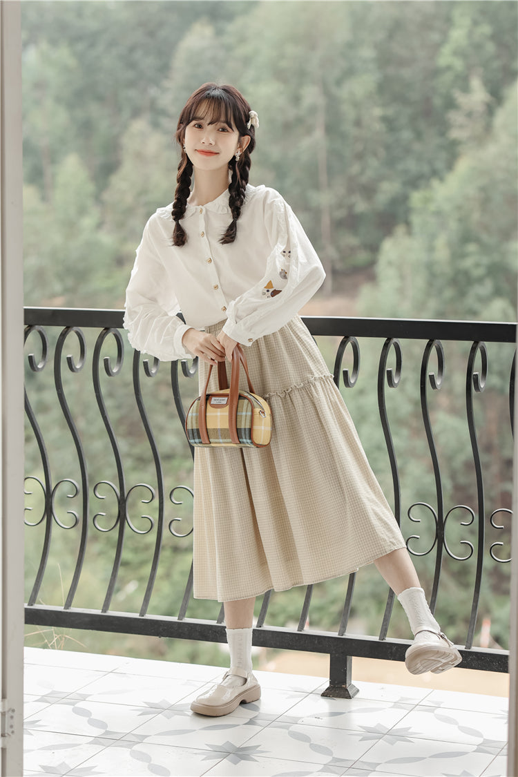 Mischievous Cats Blouse (White)