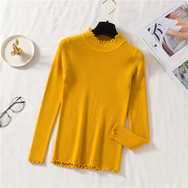 Basic Frilly Mock Neck Sweater (9 Colors)