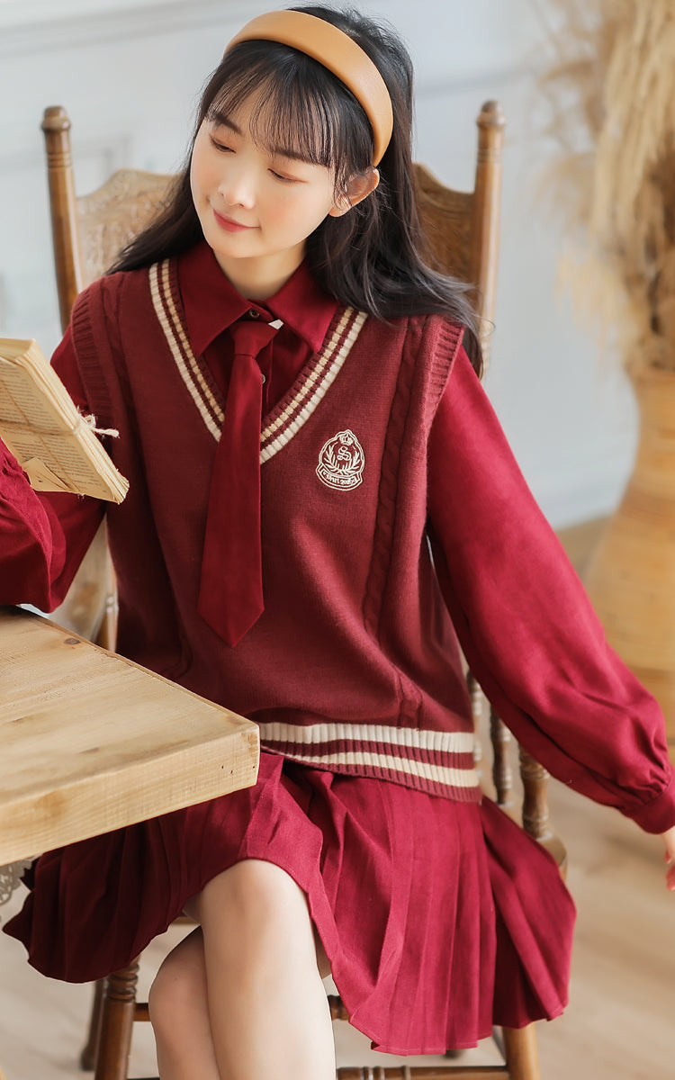 Prep School Vest & Dress Set (3 Colors)