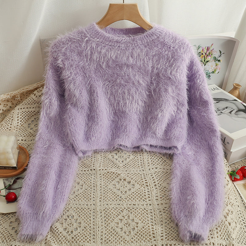 Cropped Fuzzy Sweater (8 Colors)