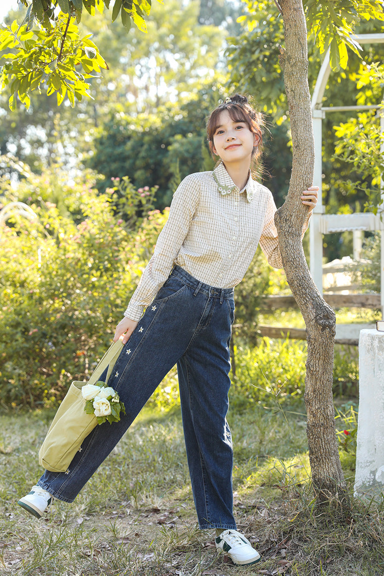 Jasmine Floral Embroidered Jeans (Dark Denim)