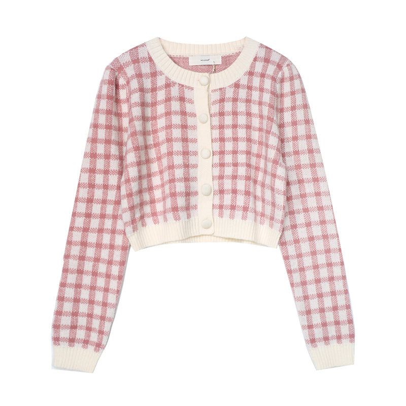 Cropped Gingham Cardigan (5 Colors)