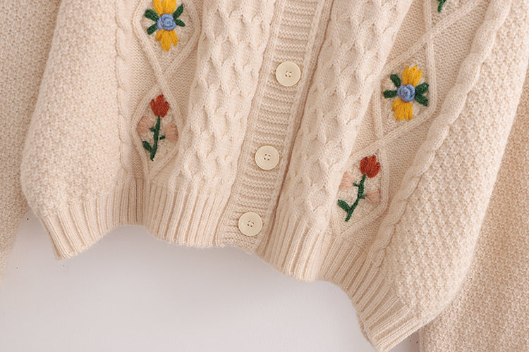 Fall Florals Embroidered Cardigan (3 Colors)