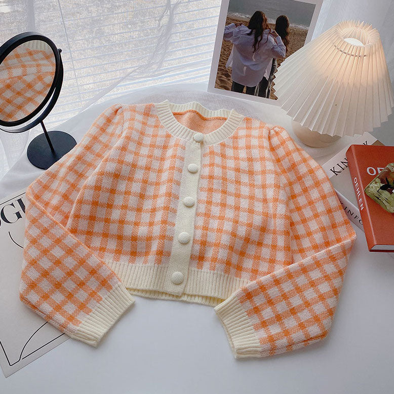 Cropped Gingham Cardigan (5 Colors)