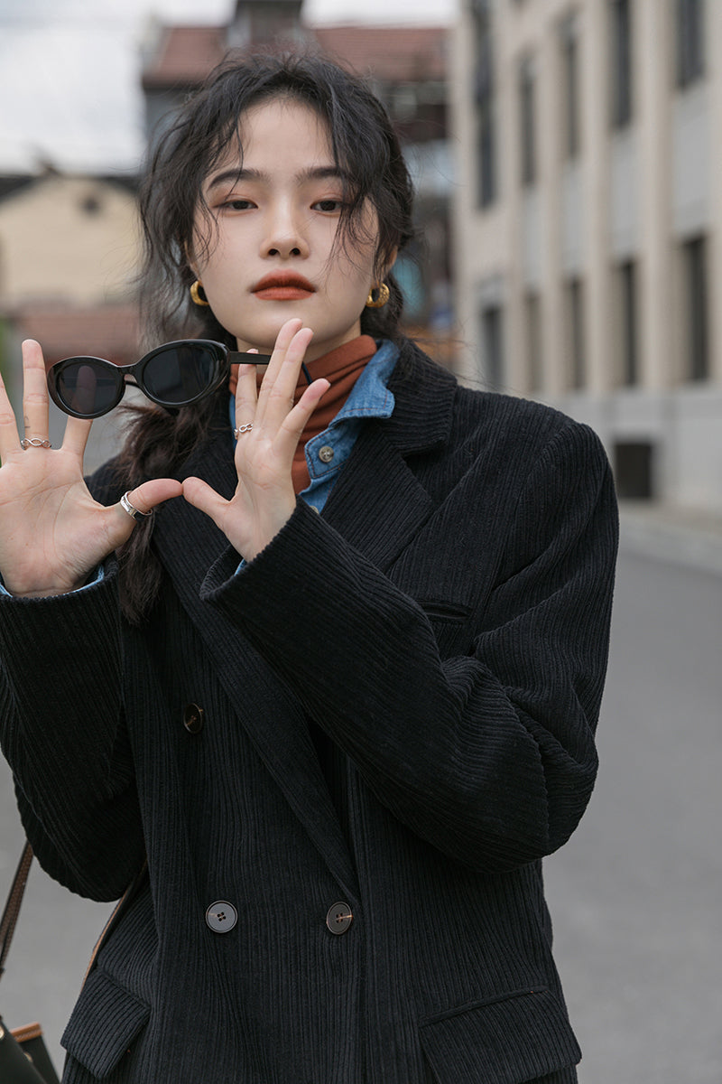 Corduroy Double Breasted Blazer Jacket (7 Colors)