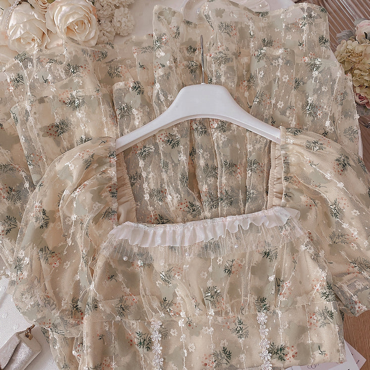 Daisy Garden Tulle Dress (Cream)