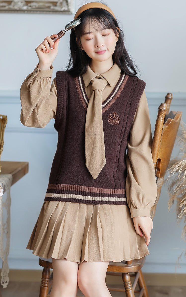 Prep School Vest & Dress Set (3 Colors)