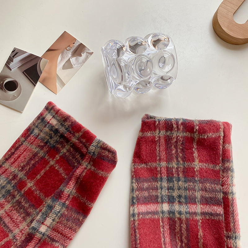 Berry Plaid Jacket & Skirt Set (Red)