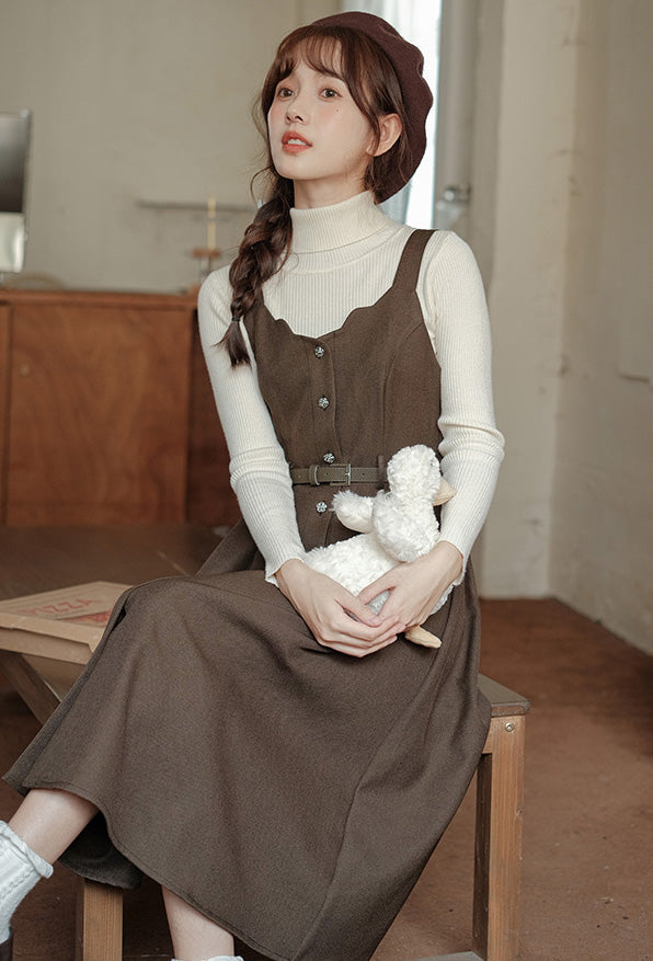 Button Up Scallop Cami Dress (3 Colors)