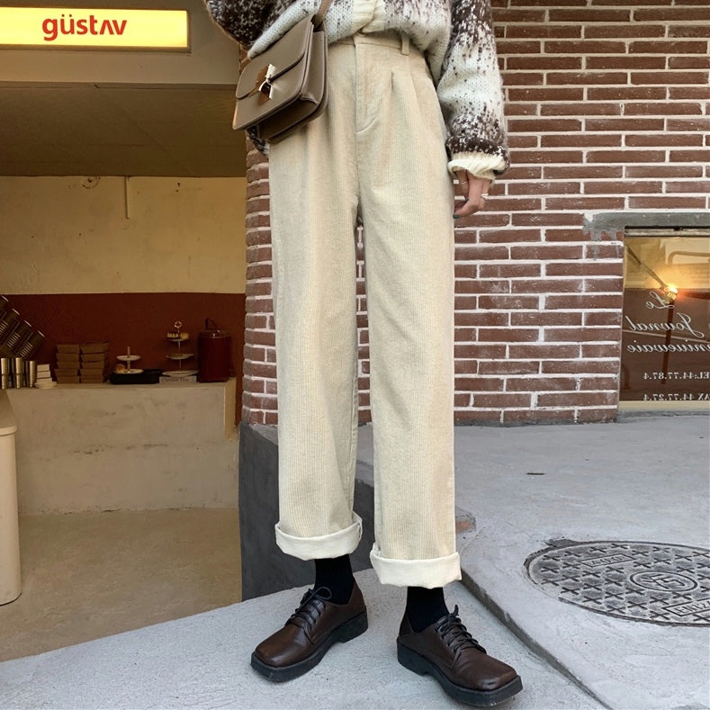Pleated Corduroy Pants (4 Colors)