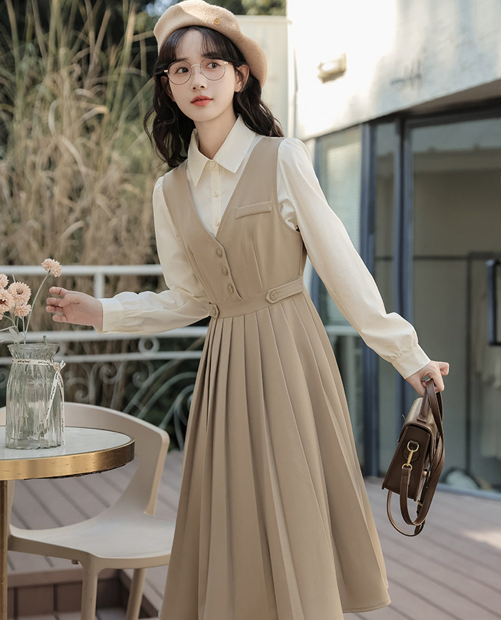 Journalist Midi Pinafore Set (2 Colors)