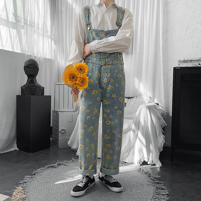 Sunflower Denim Overalls (Light Blue)