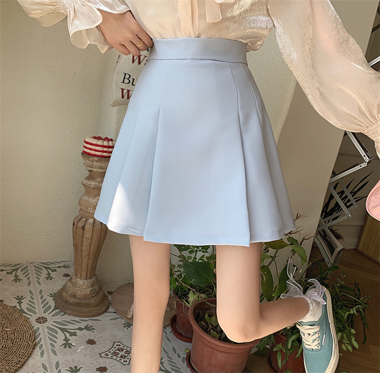 Half Pleated Mini Skirt (4 Colors)