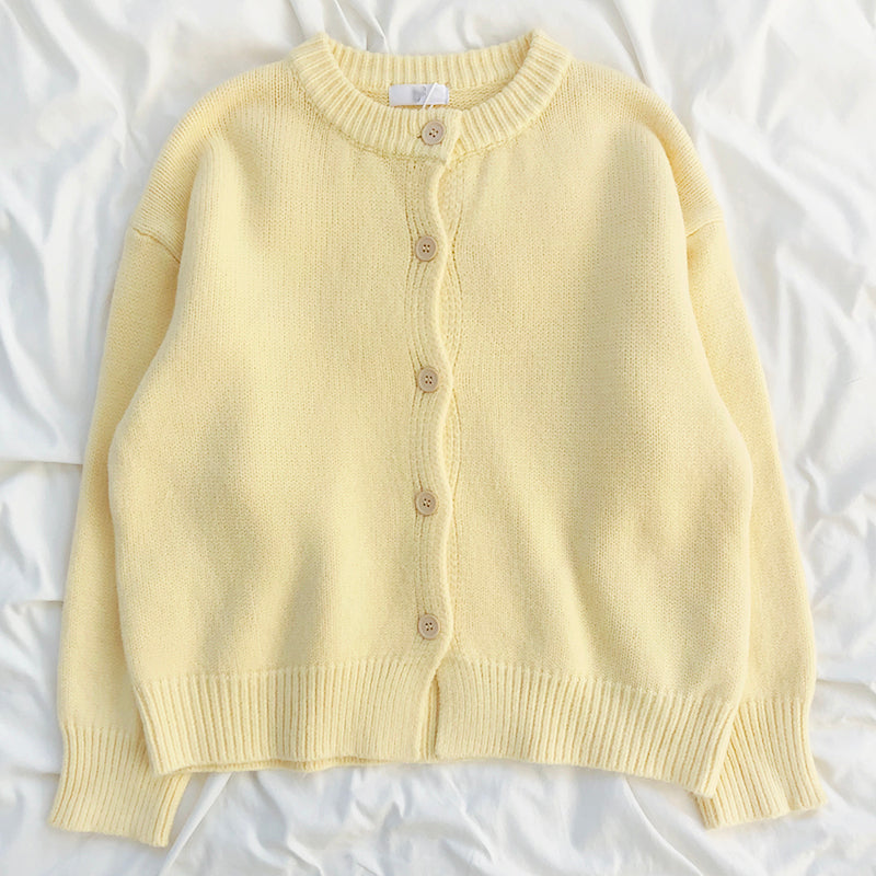 Pastel Round Neck Cardigan (4 Colors)