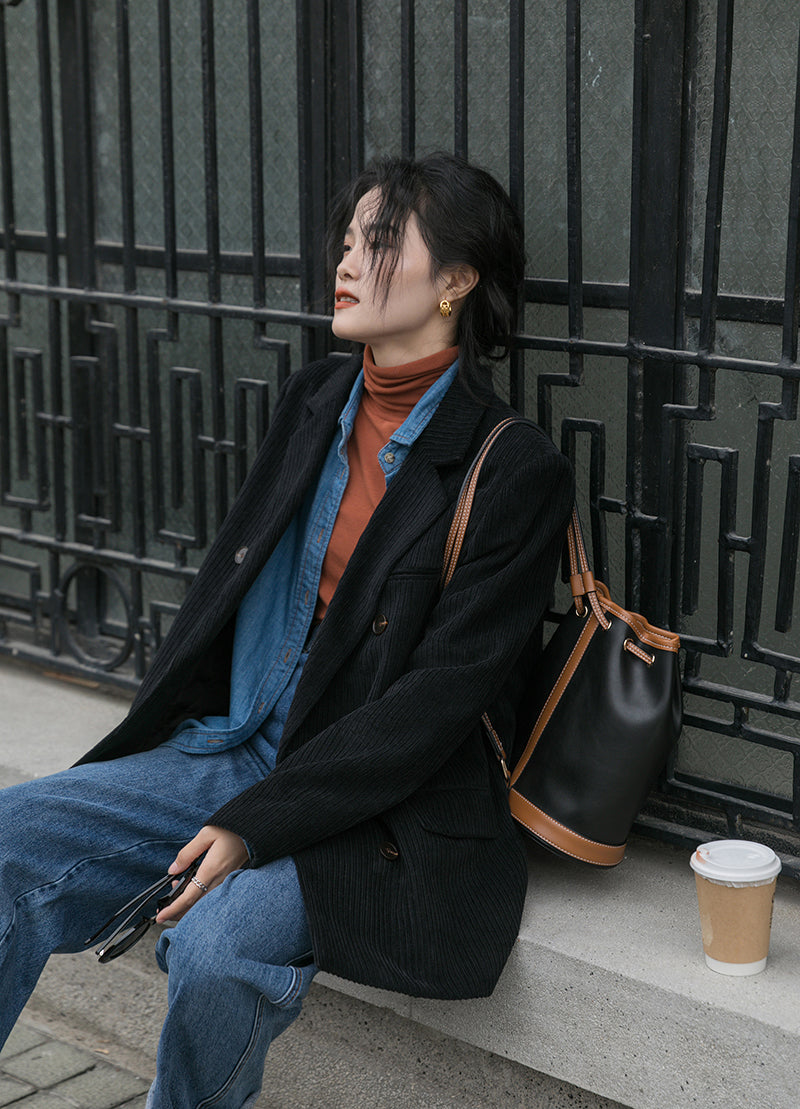 Corduroy Double Breasted Blazer Jacket (7 Colors)