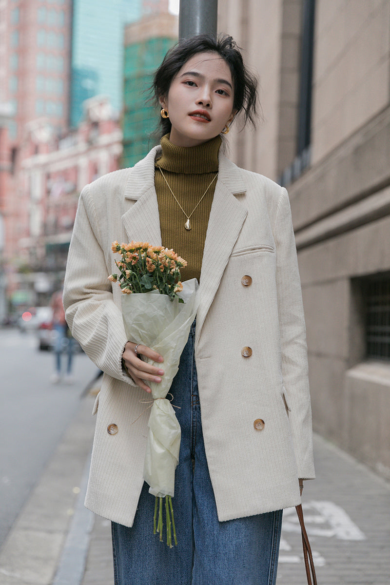 Corduroy Double Breasted Blazer Jacket (7 Colors)