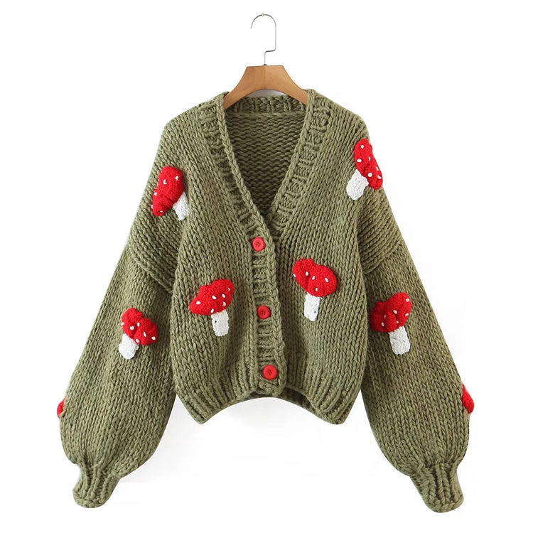 Chunky Mushroom Cropped Cardigan (2 Colors)