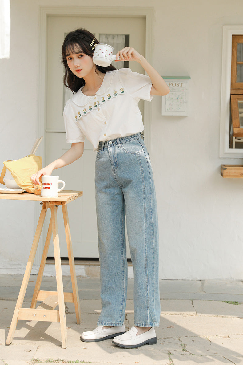 Daisy Chain Scalloped Blouse (White)
