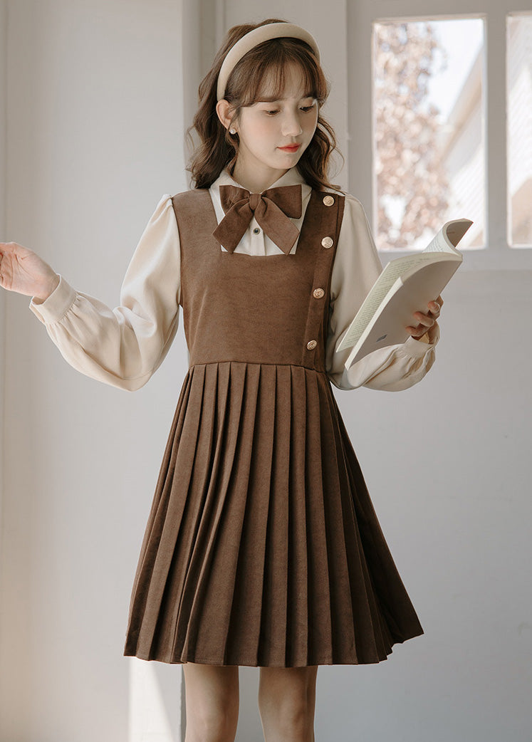 Varsity Pleated Twofer Dress (2 Colors)