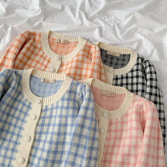 Cropped Gingham Cardigan (5 Colors)