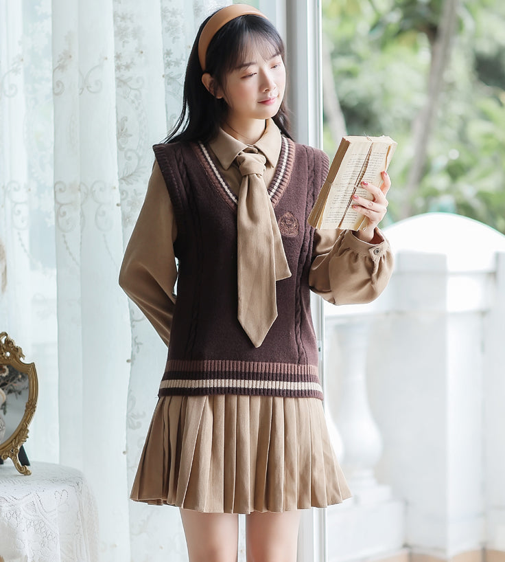 Prep School Vest & Dress Set (3 Colors)
