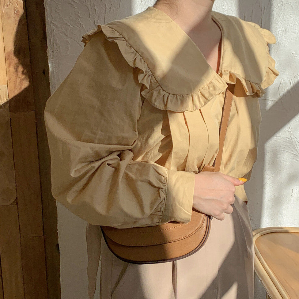 Oversized Peter Pan Collar Button Up Shirt (2 Colors)