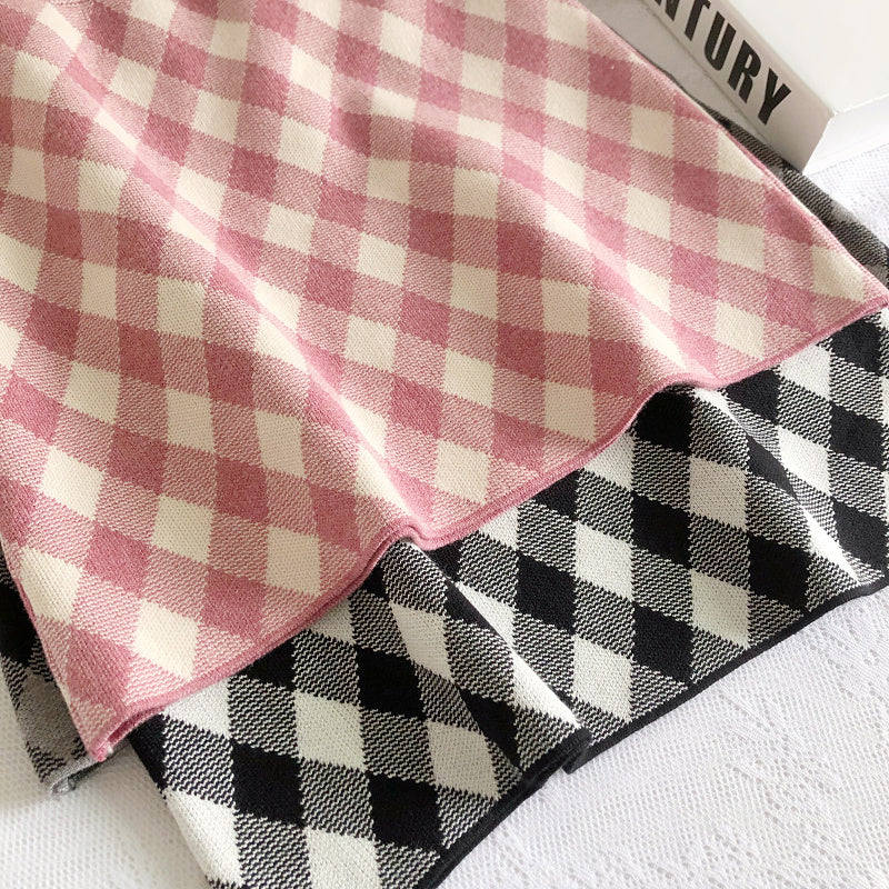 Gingham Diamond Knit Skirt (6 Colors)