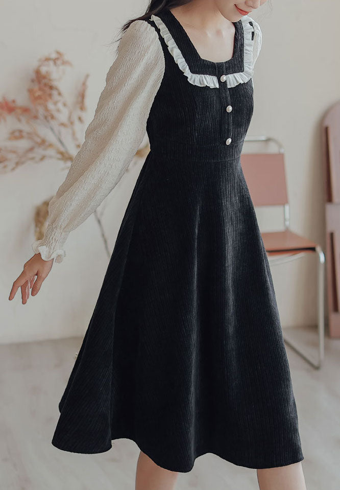 Square Neck Sweater Dress (2 Colors)