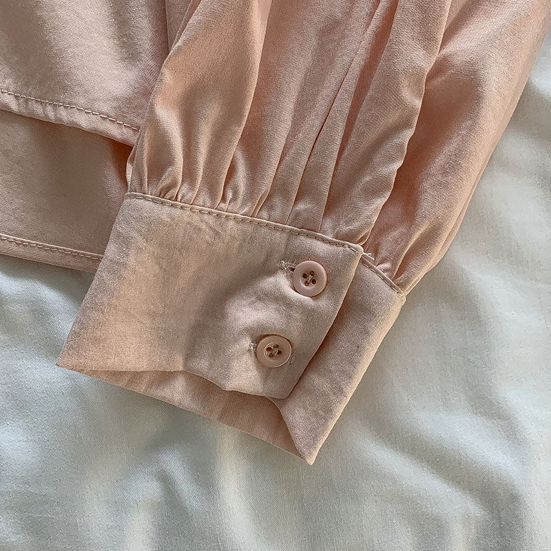 Pintuck Puff Sleeve Blouse (Pink)