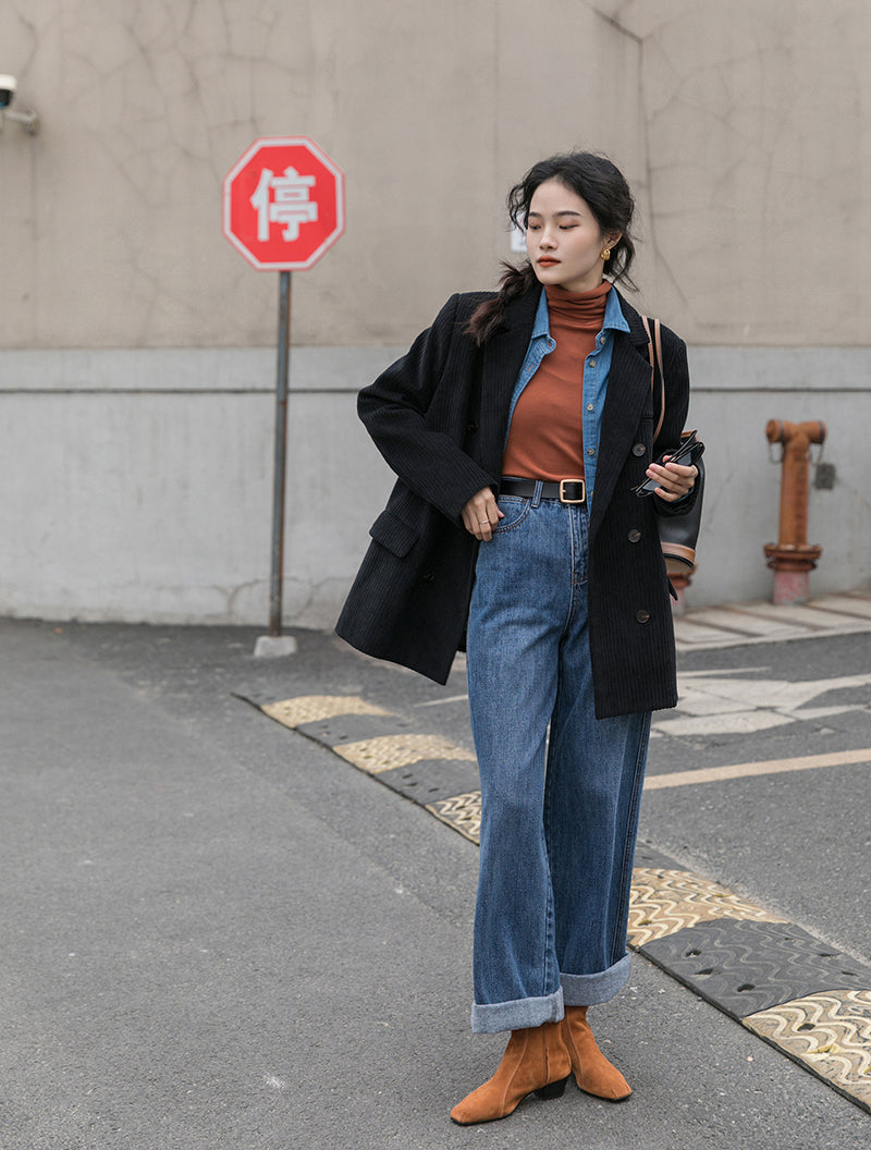 Corduroy Double Breasted Blazer Jacket (7 Colors)