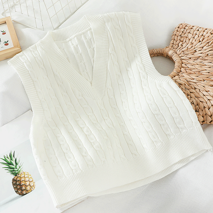 Braided Knit Sweater Vest (6 Colors)
