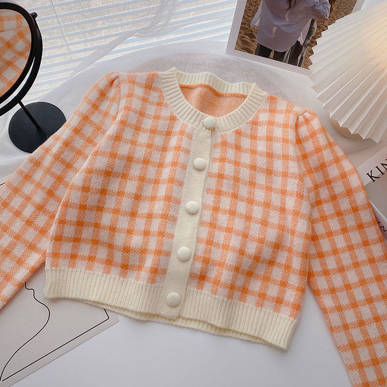 Cropped Gingham Cardigan (5 Colors)