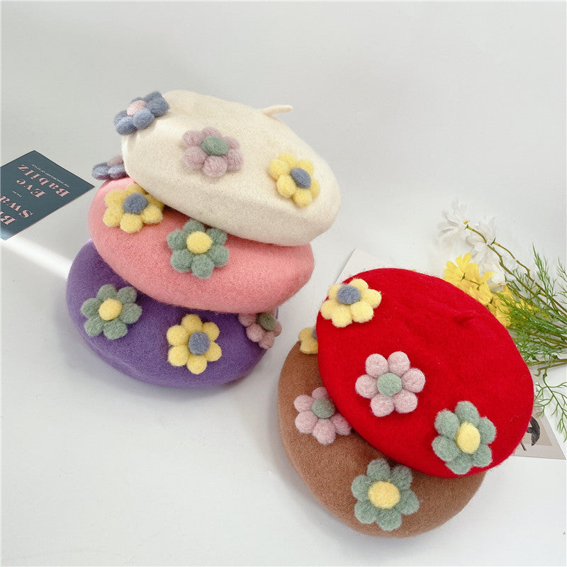 Daisy Pom Pom Beret (10 Colors)