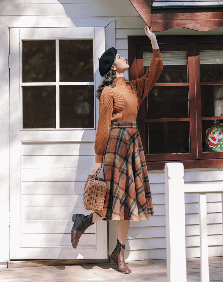 Pumpkin Spice Sweater & Skirt Set (Orange)