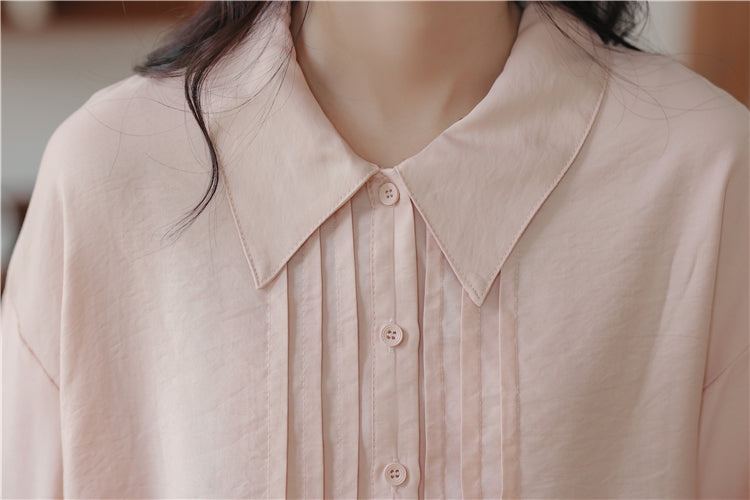 Pintuck Puff Sleeve Blouse (Pink)