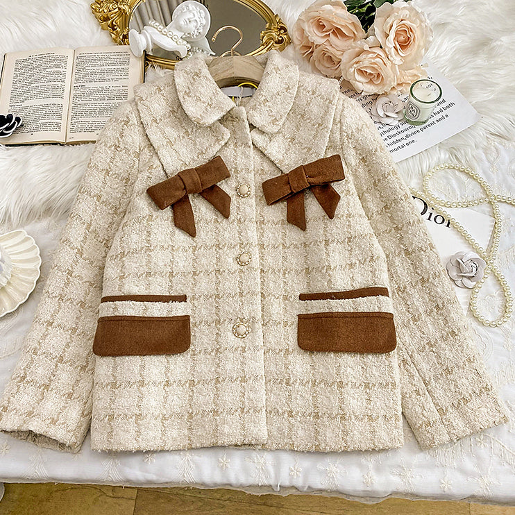 Latte Plaid Tweed Jacket / Skirt (Cream/Brown)