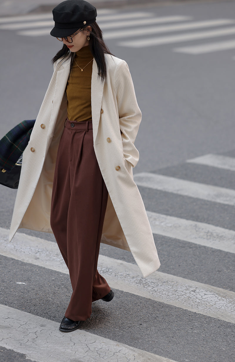 Corduroy Double Breasted Coat (3 Colors)